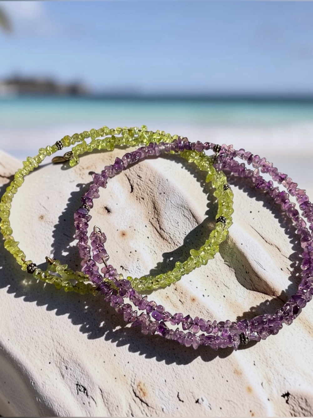🌺(TWO) Peridot, Amethyst & Sterling Choker/Necklaces
